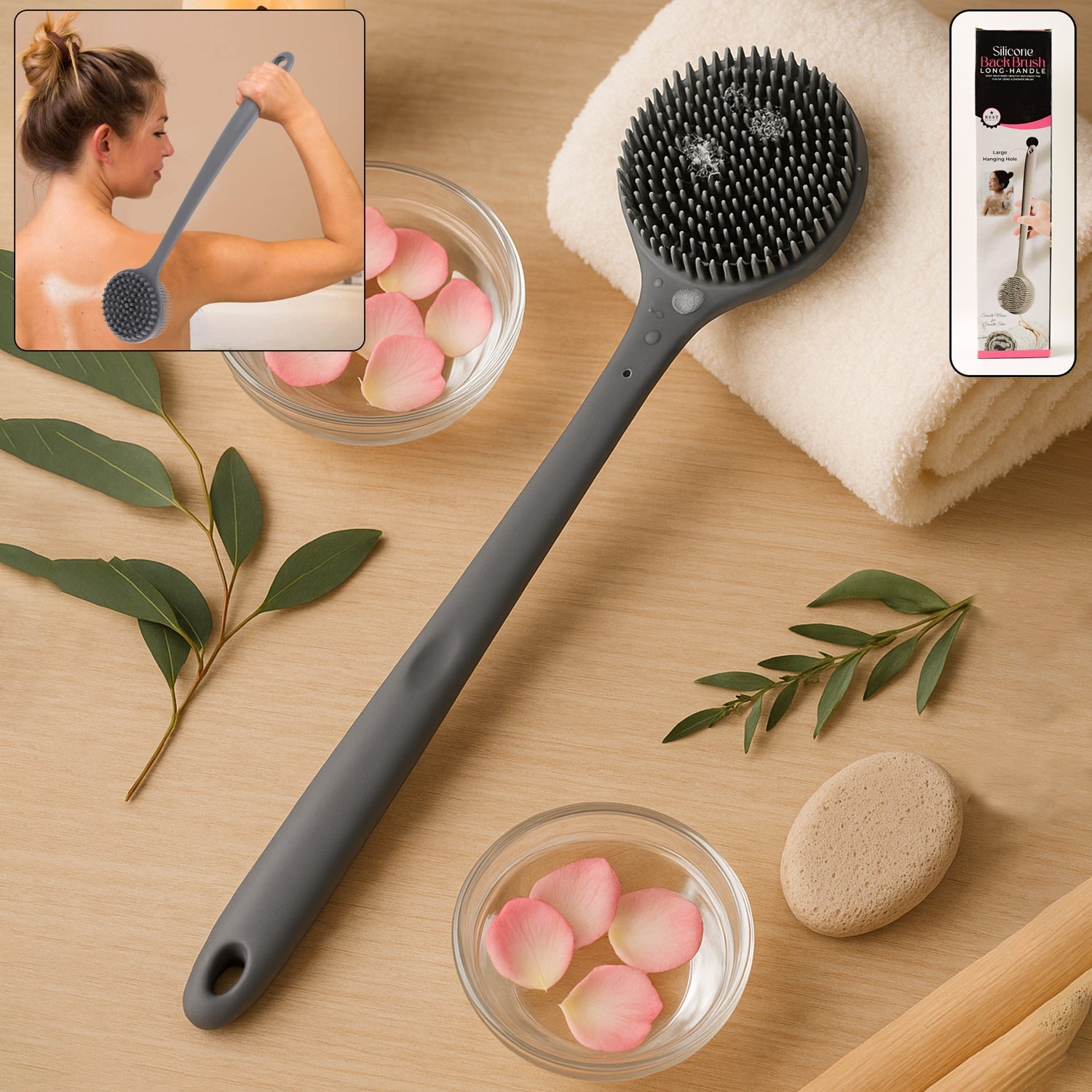 Silicone Long Handle Bath Scrubber Silicone Long Handle Bath Scrubber
